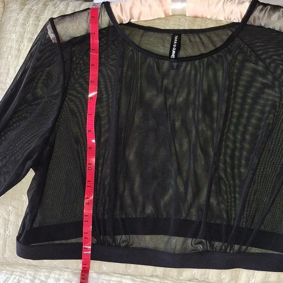 Torrid Sz 3 Black Sheer Mesh Long Sleeve Crop Top - Picture 3 of 6